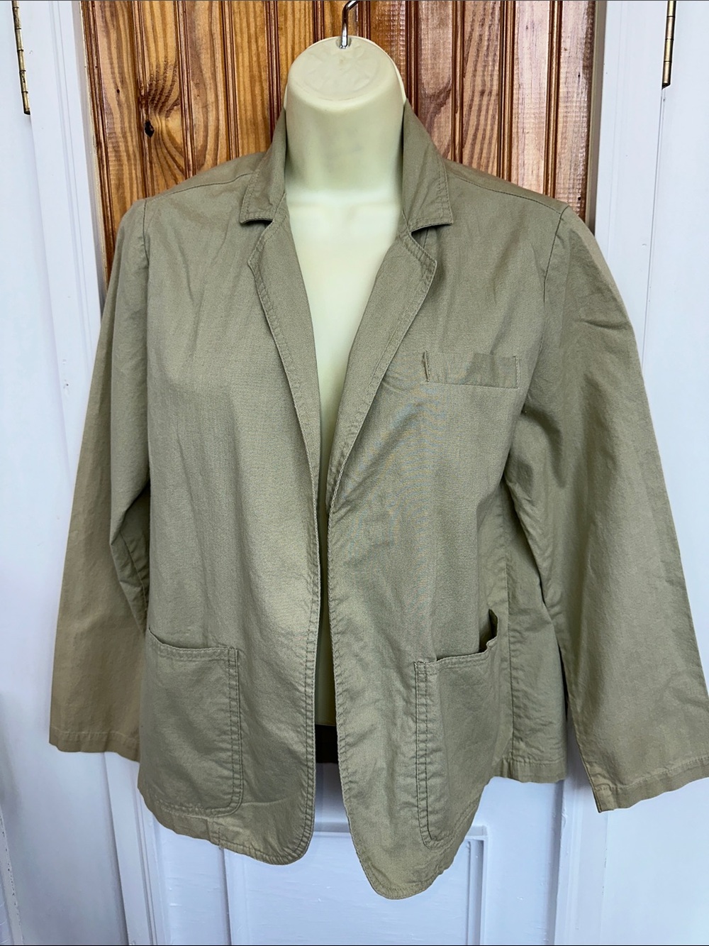Vtg 70s/80s Serkez Miss Brand Light Olive/Sage Green Casual Cotton Blazer Jacket